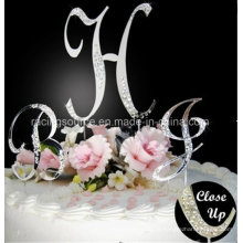 Francesa Font Rhinestone Initial Letter Wedding Cake Topper para Casamento